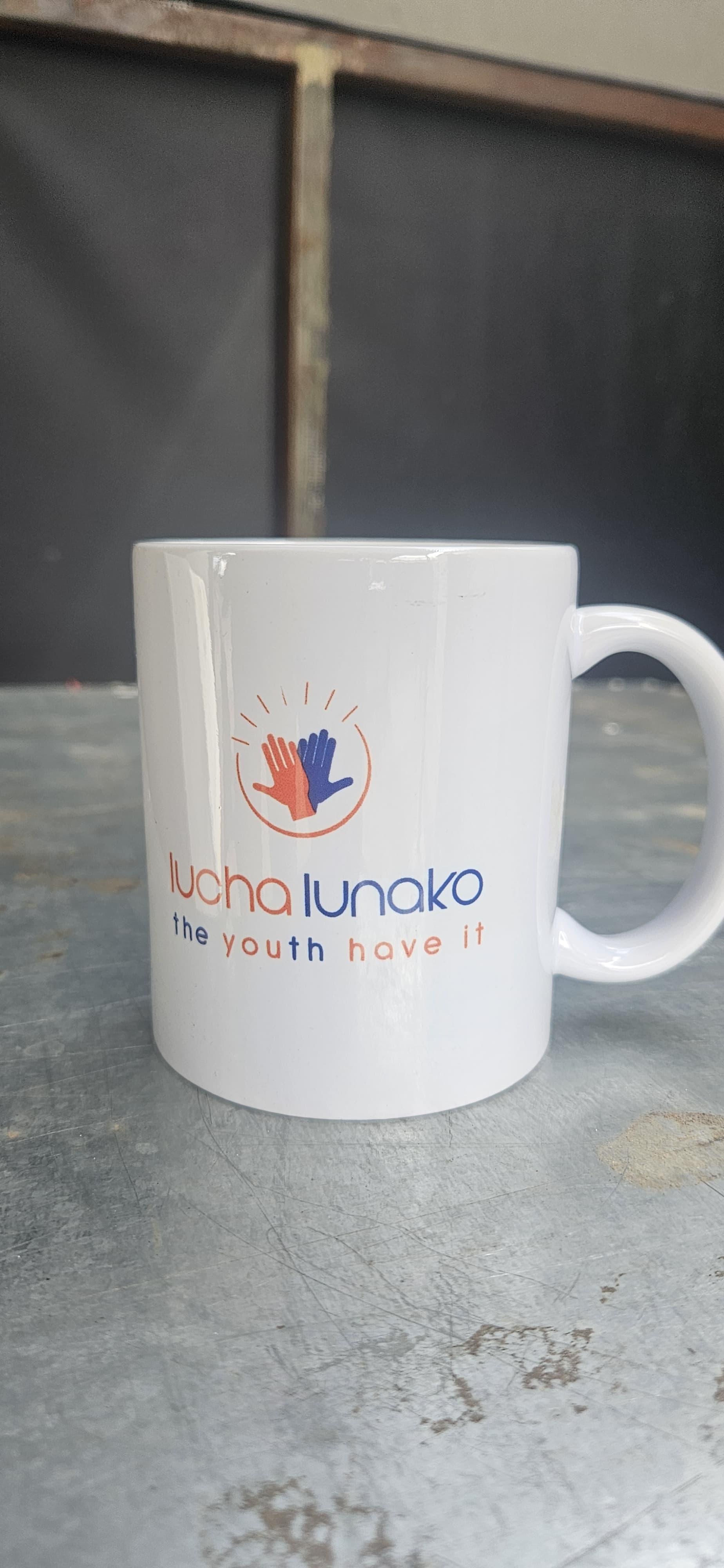 Lucha Lunako branded white mug
