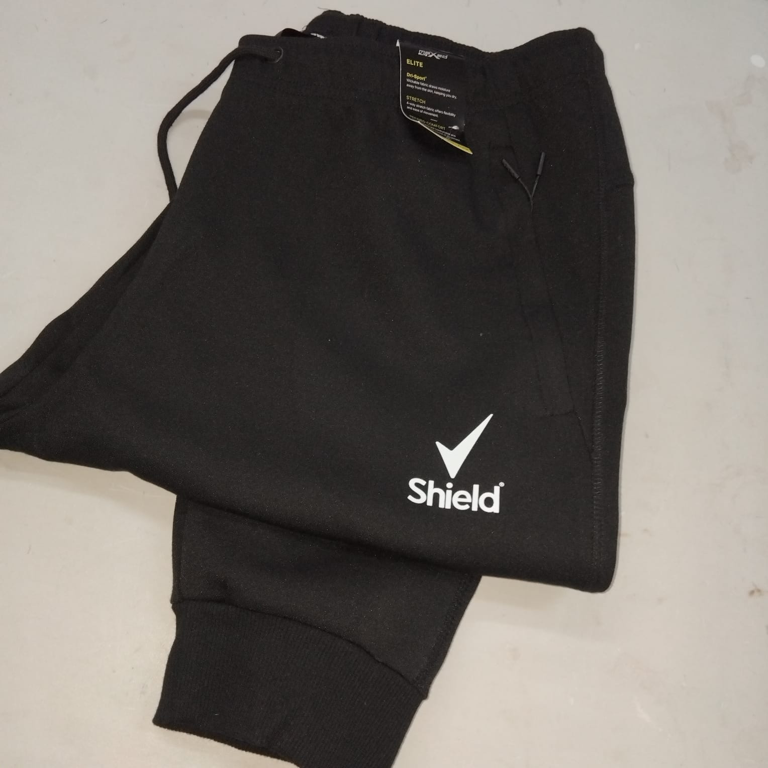 Shield branded black joggers